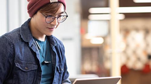 Student using laptop