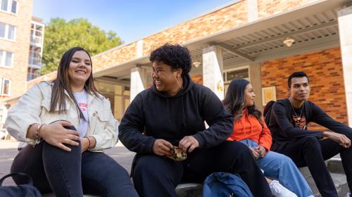 students talking outside marketplace west uhds oregon state university