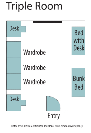 Triple room floor plan